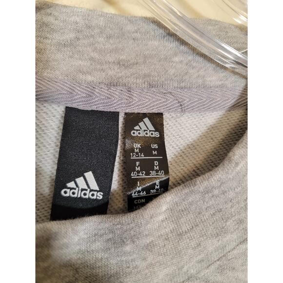 Adidas Women's Crew Neck Sweatshirt Ribbed Cuff & Hem Pullover Gray Size Medium - Picture 3 of 7